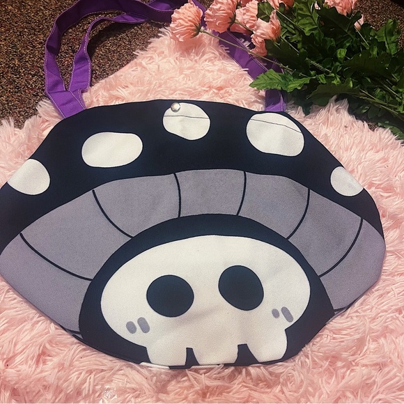 Handmade Handbags - Handmade Cottagecore Goth Emo Mushroom Halloween Tote Bag